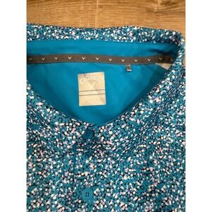 Callaway Opti-Dri Mens 4XL Polo Shirt Blue Micro Dot Stretch Golf Top RT28277